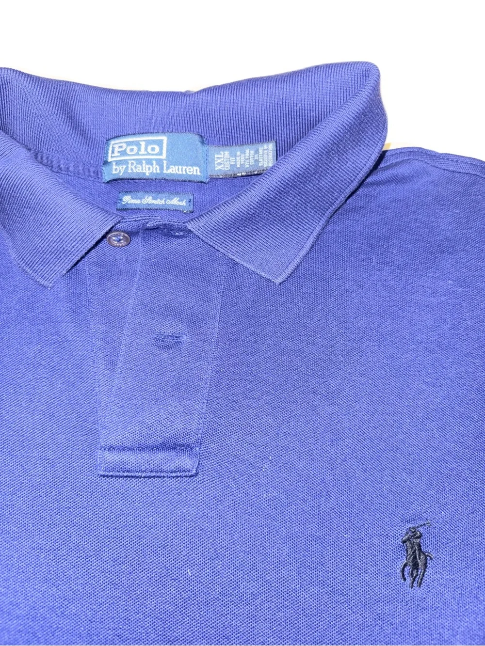 Polo Ralph Lauren Custom XXL Men’s Royal Blue Sleeve Polo Shirt Stretch Mesh EUC